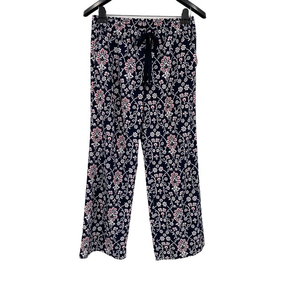 Ann Taylor Loft Women's Pants Red White Blue Pull on Casual Floral Wide Leg S - Picture 3 of 9